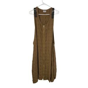 Completo Collection Dress Balloon Hem Buckle Shoulder Lagenlook Brown Black XL